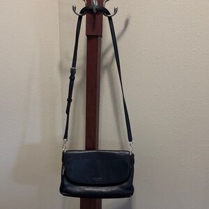 kate spade Black Pebbled Leather Crossbody with Silver Hardware
